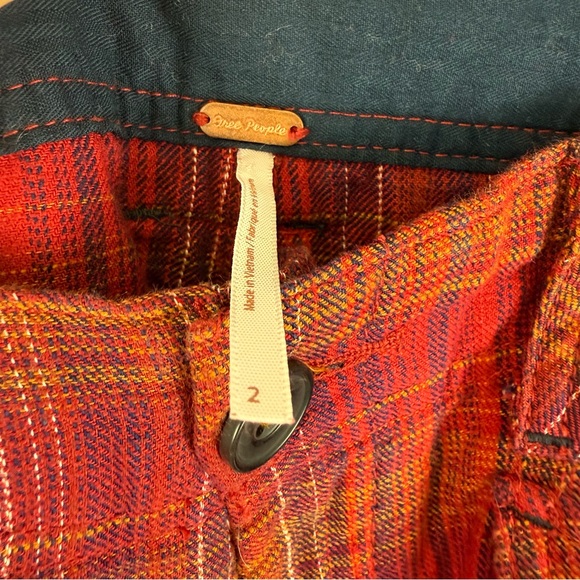 Free People‎ Size 2 Birch Wide Leg Pant Plaid Red NWT - Picture 6 of 7